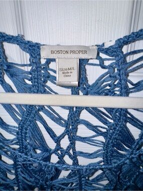 Boston Proper Denim Blue Open Crochet Overlay M/L